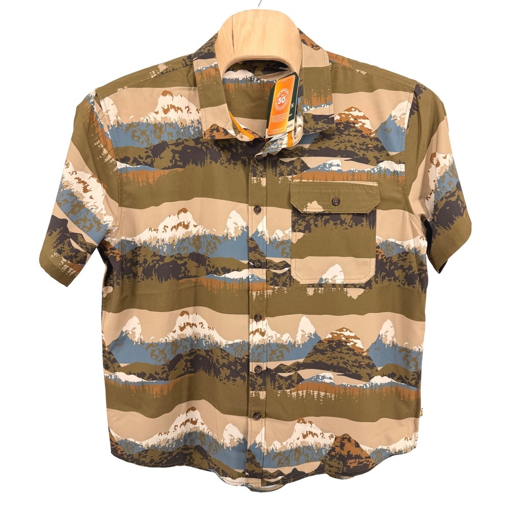 NEW Horizon Bass Creek Outfitters Mens XXL Shirt Green Mountain Landscape UPF50+